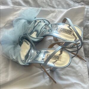Badgley Mischka Sophie Light Blue Heels with Tulle Accent